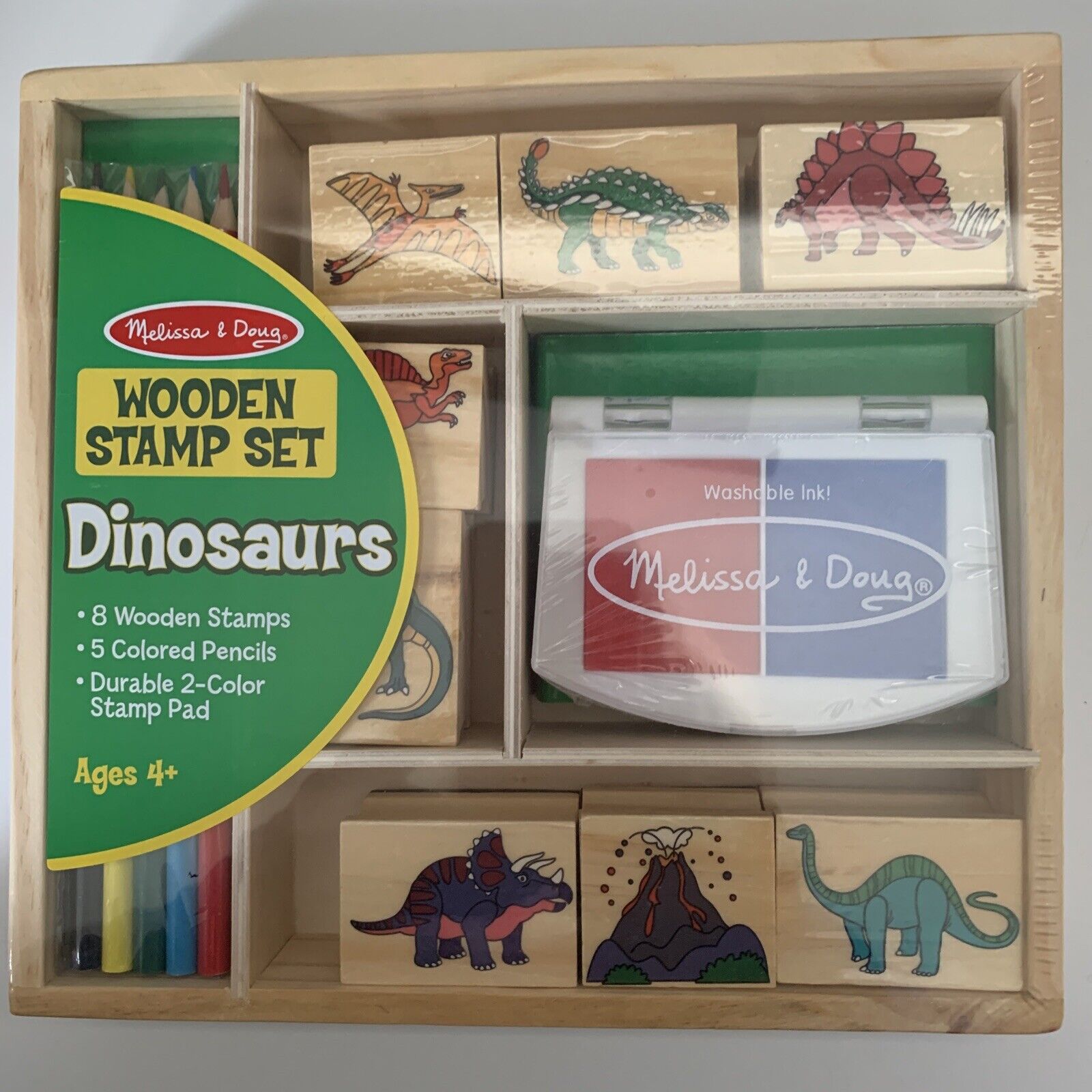 Melissa & Doug Wooden Stamp Set - Dinosaurs 